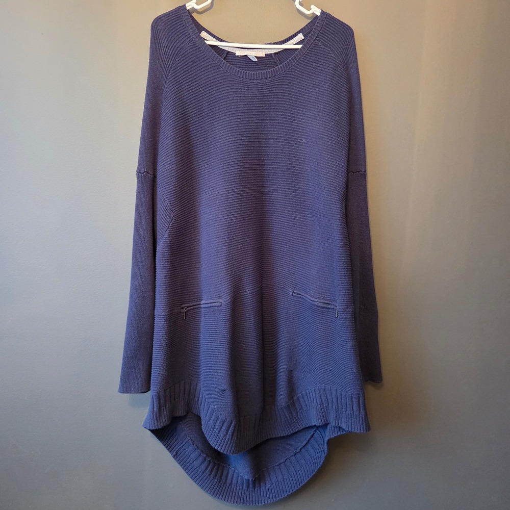 Victorias Secret Navy‎ Blue Ribbed Oversized Tunic Sweater Cashmere Blend Large